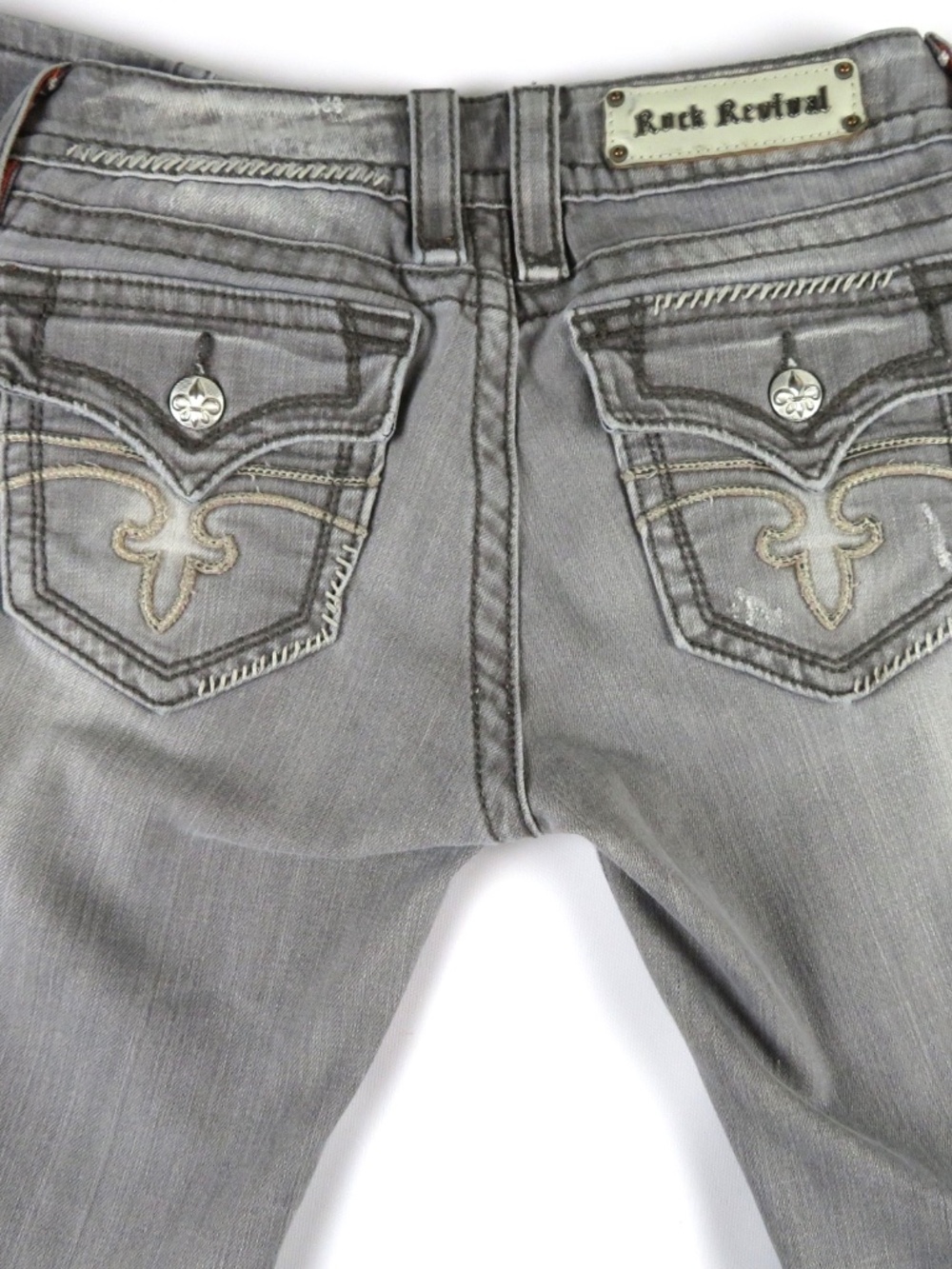 ROCK REVIVAL Celine Straight Gray Jeans Size 29 X 34 Length